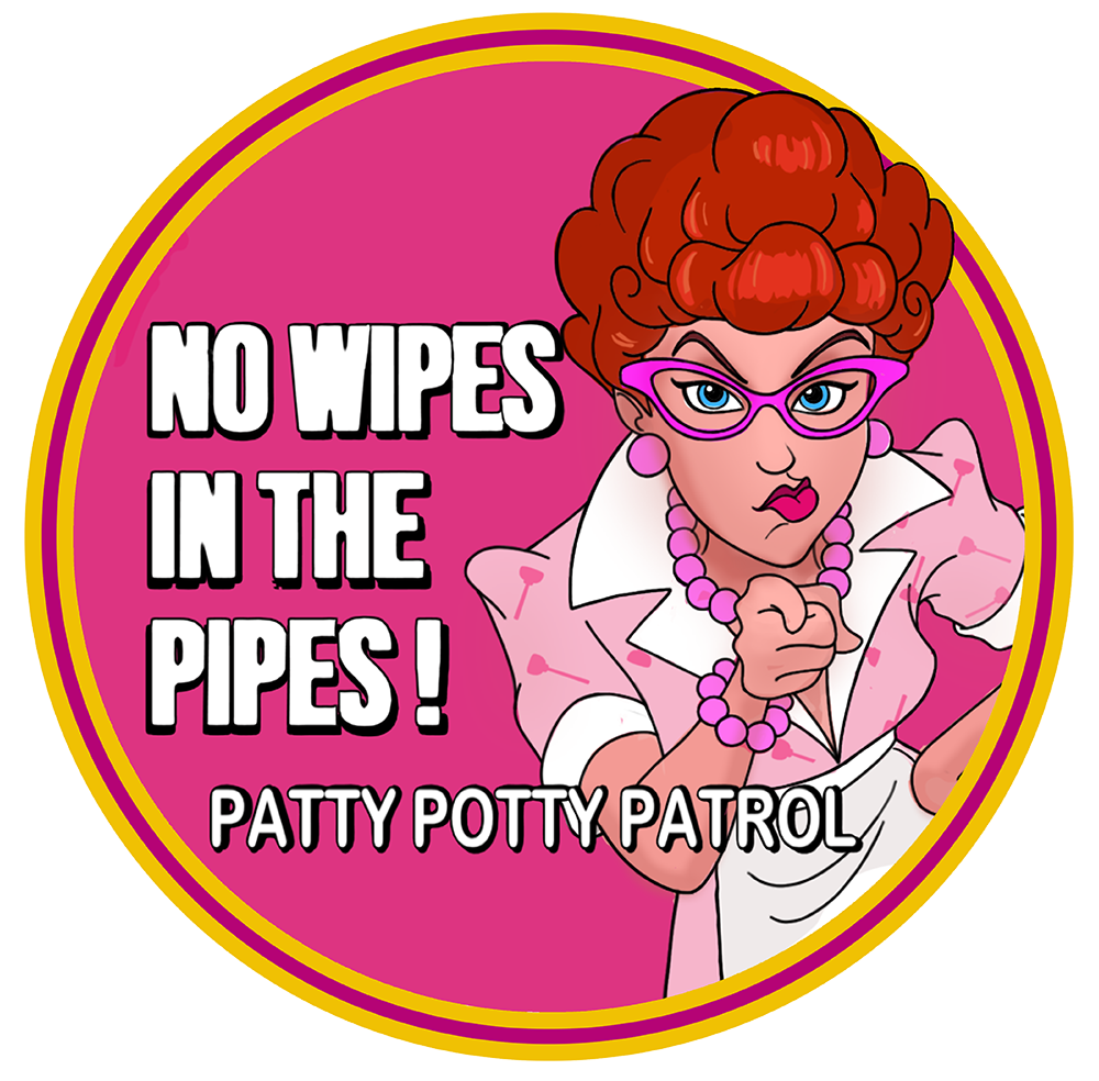 Patty Patrol circle-1000px NO WIPES IN THE PIPES